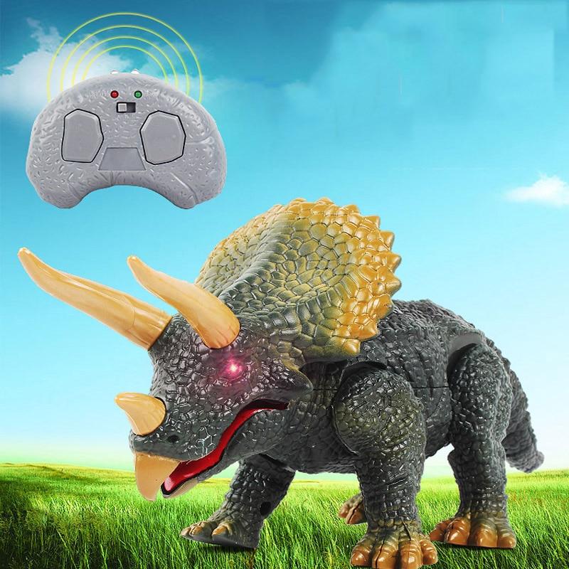 Electronic LED Remote Control Walking Triceratops Dinosaur
