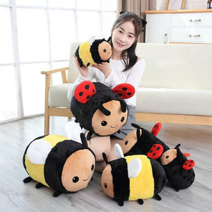 Kawaii Cute Ladybug or Bumble Bee Pillow Plush Stuffed Animal (2 Colors & 3 Sizes)