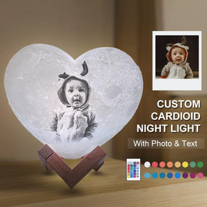 Personalized Custom 3D Heart Moon Lamp "Love You To The Moon"