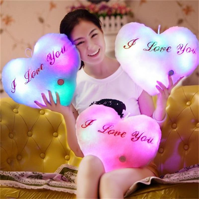 I Love You Heart LED Light Up Plush 3D Stuffed Pillow (5 Colors)