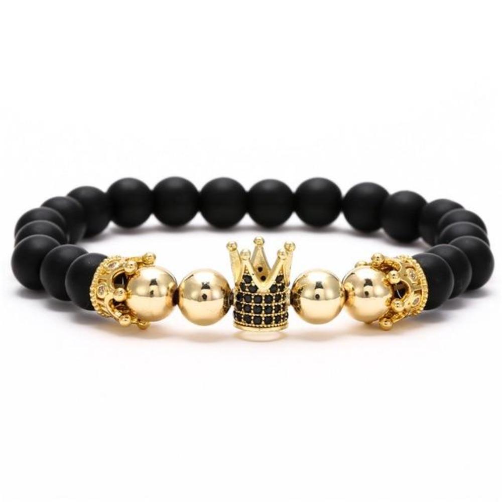 Skull, Knight or Crown King Bling Royal Ice Bead Unisex Bracelet (16 Designs) S-L