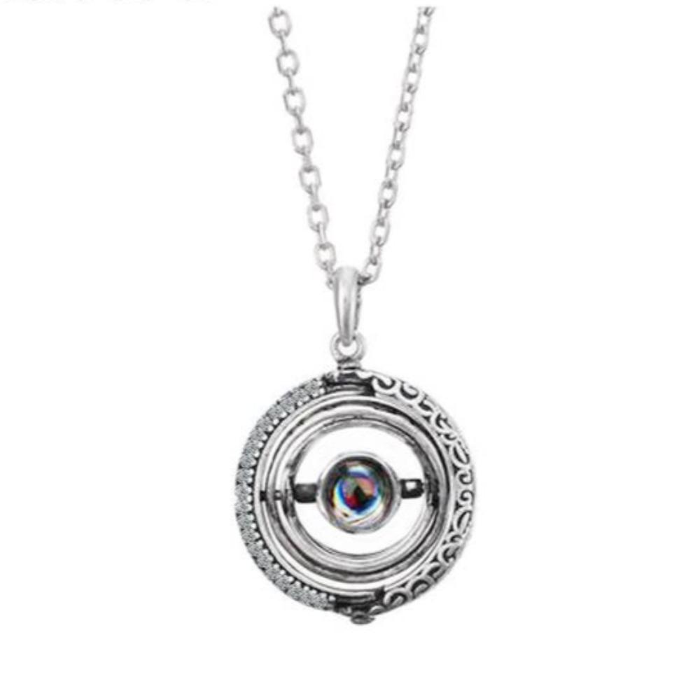 "I Love You" Forever (Astrological Sphere) 100 Language Micro Projection Necklace (Gold or Silver)