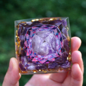 Orgonite Pyramid Amethyst Crystal Sphere Reiki Meditation Healing Energy