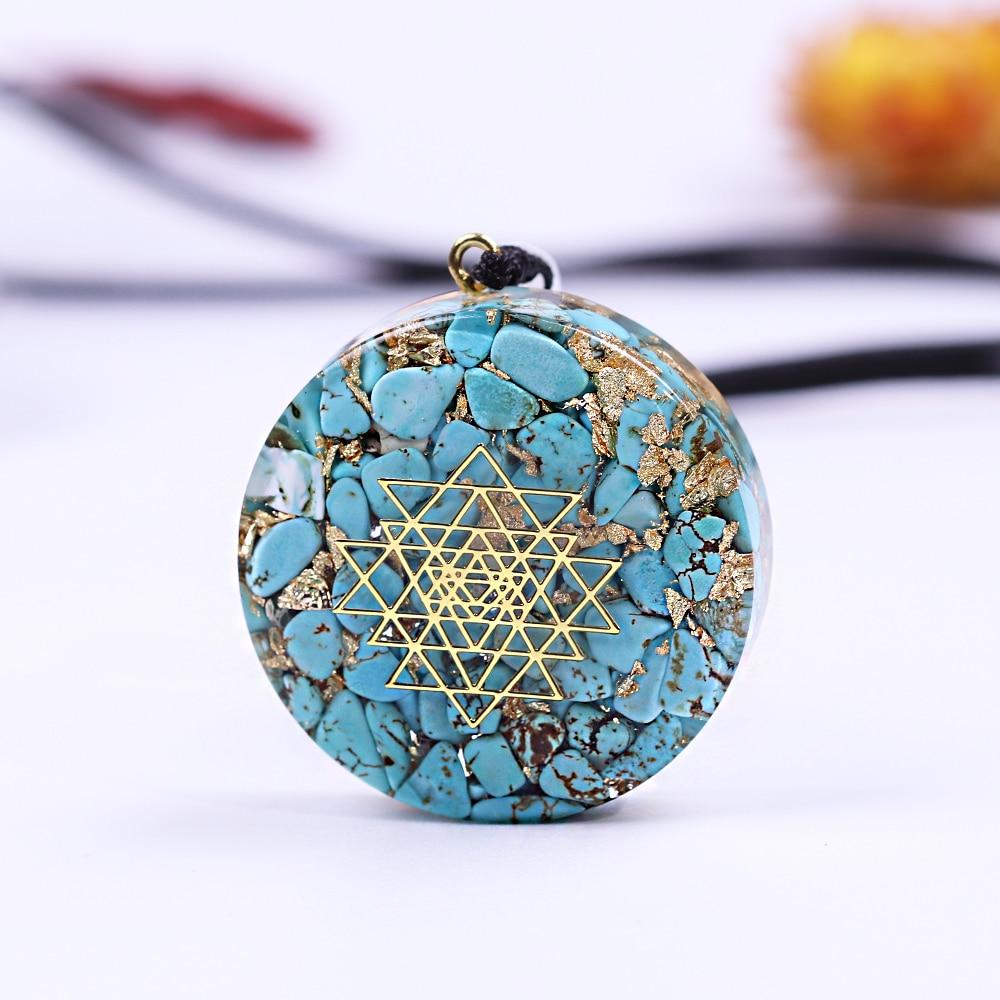 Natural Turquoise Orgonite Pendant Chakra Energy Good Luck & Wealth Necklace