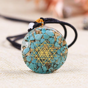 Natural Turquoise Orgonite Pendant Chakra Energy Good Luck & Wealth Necklace