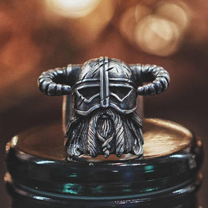 Viking Odin Warrior Horn Helmet Stainless Steel Ring (6 Sizes)