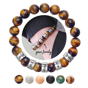 Men or Women Leather Custom Bracelet Personalized Beads Children, Pets, Family Names (up to 10 names)