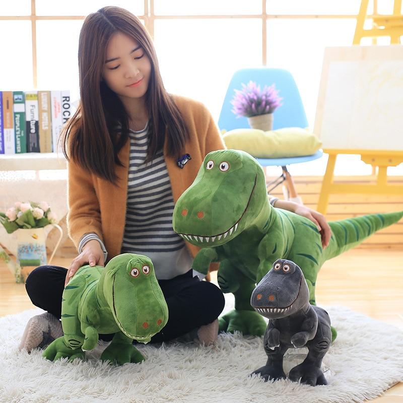 T Rex Dinosaur Pillow Plush 3D Stuffed Animal (Green or Grey) 4 Sizes