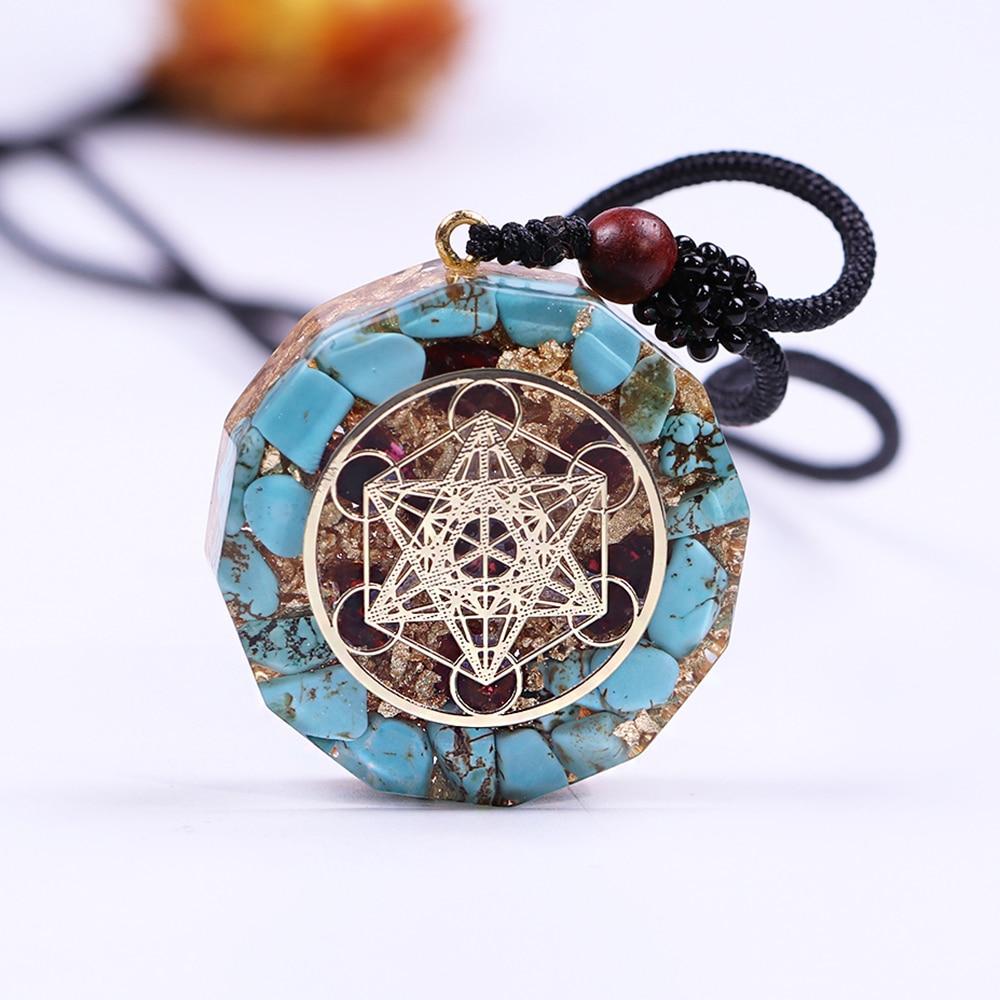 Natural Turquoise Orgonite Pendant Chakra Healing Energy Necklace