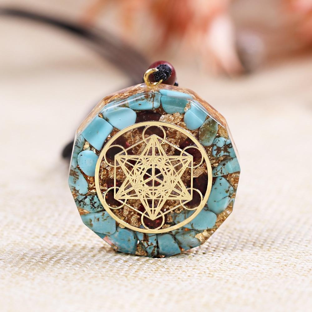 Natural Turquoise Orgonite Pendant Chakra Healing Energy Necklace