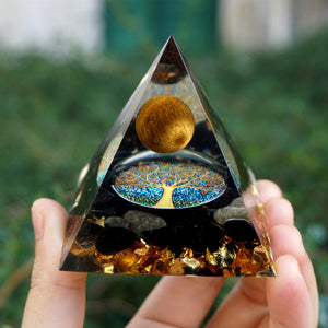 Orgonite Obsidian Pyramid Tiger Eye Crystal Sphere Reiki Healing Meditation