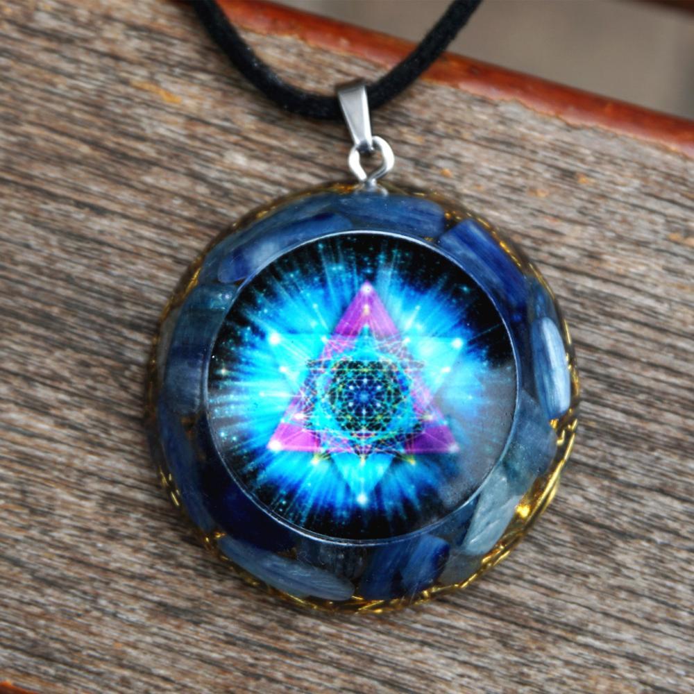 Orgonite Pendant Kyanite Natural Crystal Stone EMF Healing Necklace Protection