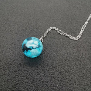 Cloudy Sky Sphere or Crescent Moon Luminescent Necklace Pendant (10 Designs) Glow in the Dark