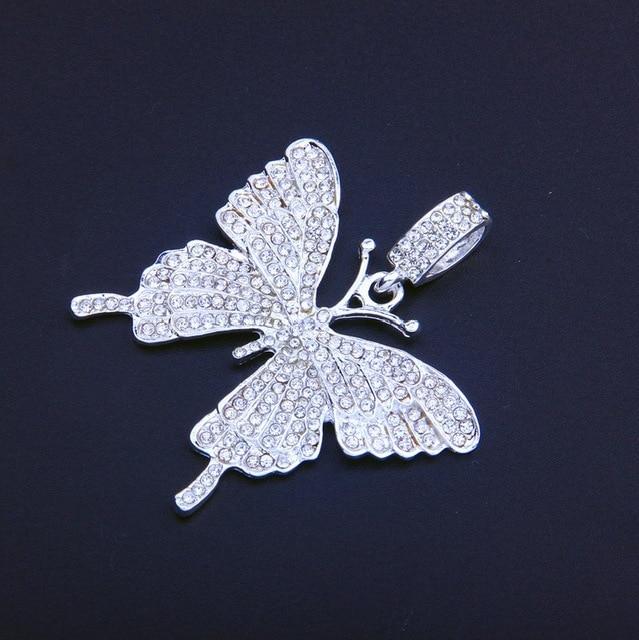 Iced Butterfly Pendant Necklace (4 Colors) Cubic Zirconia