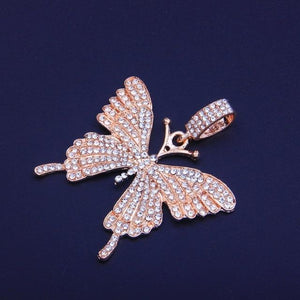 Iced Butterfly Pendant Necklace (4 Colors) Cubic Zirconia