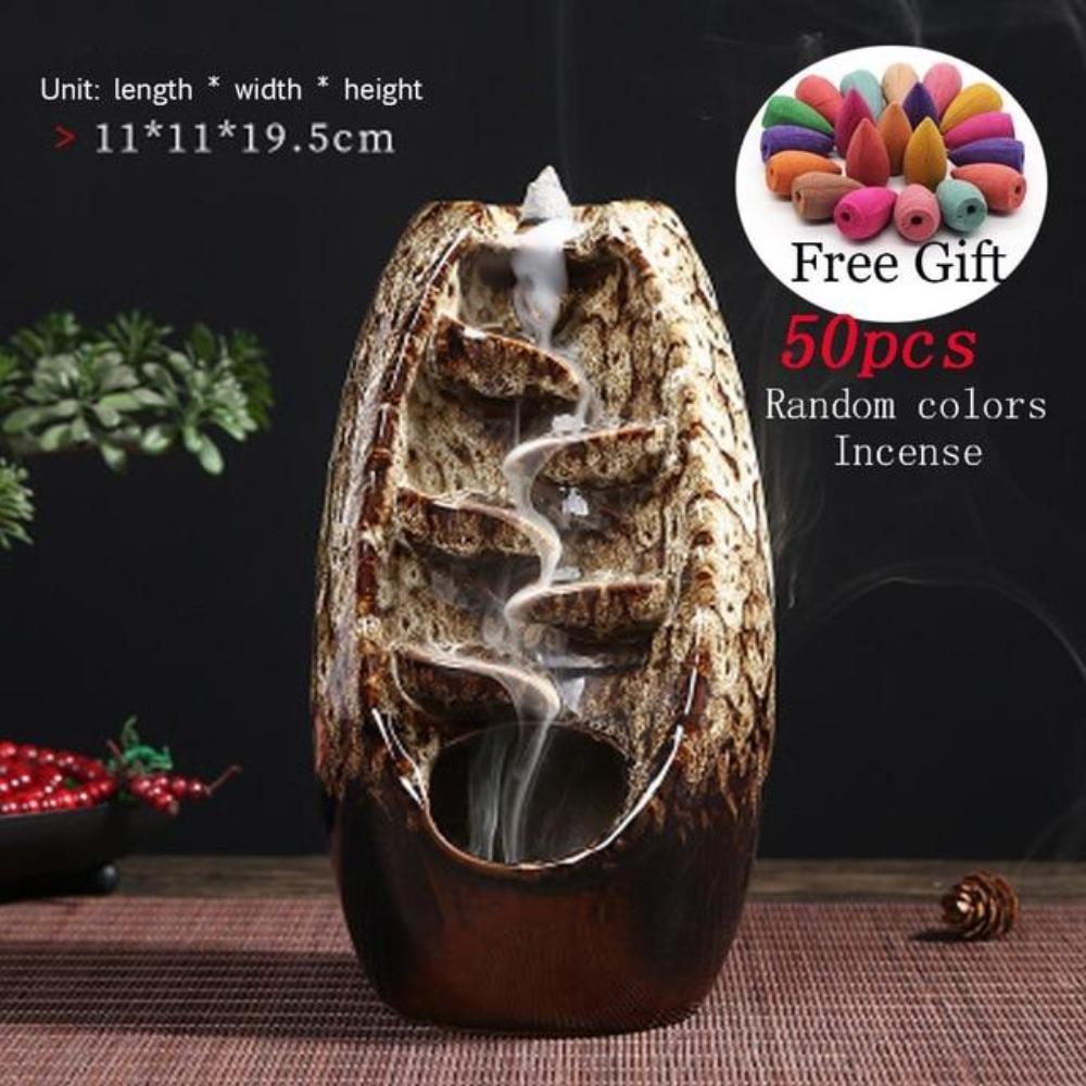Mystic Mountain River Down Flow Draft Incense Burner (6 Colors) New Colors