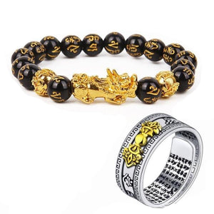Pixiu Feng Shui Black Obsidian Bracelet/Ring (20 Options)