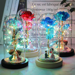 Multi-Color Rainbow Orbs Galaxy Enchanted Rose LED Glass Display (10 Designs)