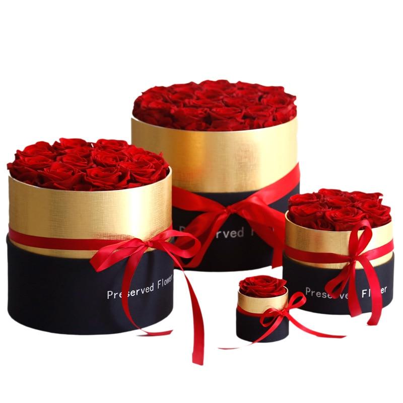 Luxurious Immortal Enchanted Preserved Rose In Round Gift Box (4 Sizes) 7 Colors