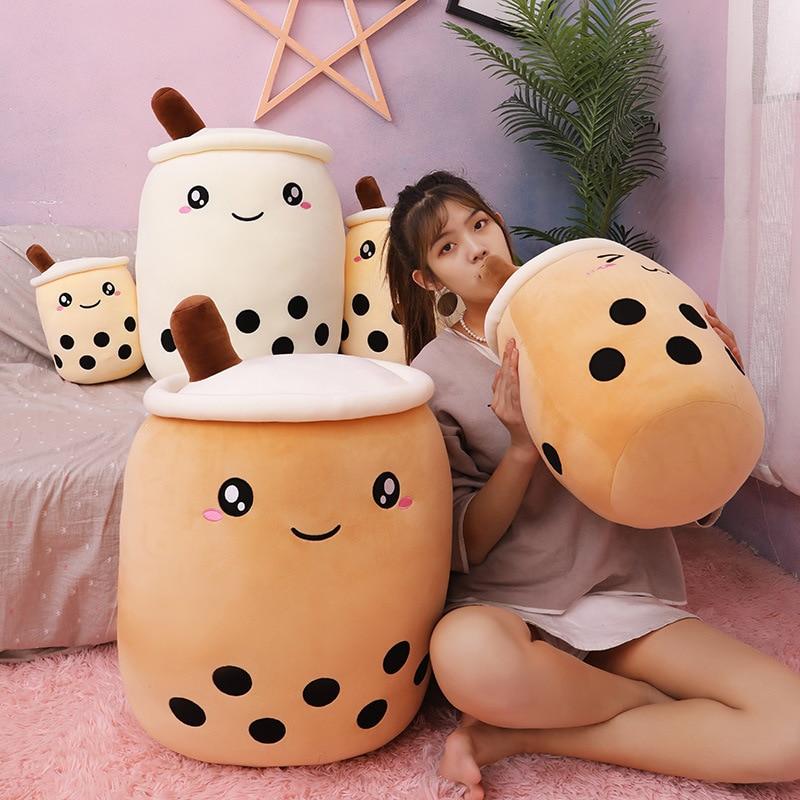 Kawaii Boba Bubble Tea Fruit Smoothie Pillow Plush 3D Stuffed Animal (4 Sizes 9 Colors)