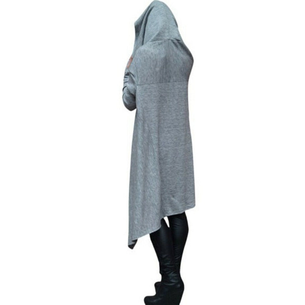 Faith Pullover Long Hooded Dress (4 Colors) S-3XL Gray  Autumn Women Hoodies Sweatshirts Best Gift Shoppers