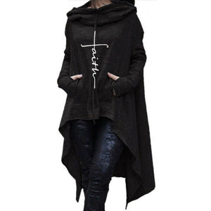 Faith Pullover Long Hooded Dress (4 Colors) S-3XL Black Best Gift Shoppers Autumn Women Hoodies Sweatshirts hooded pocket