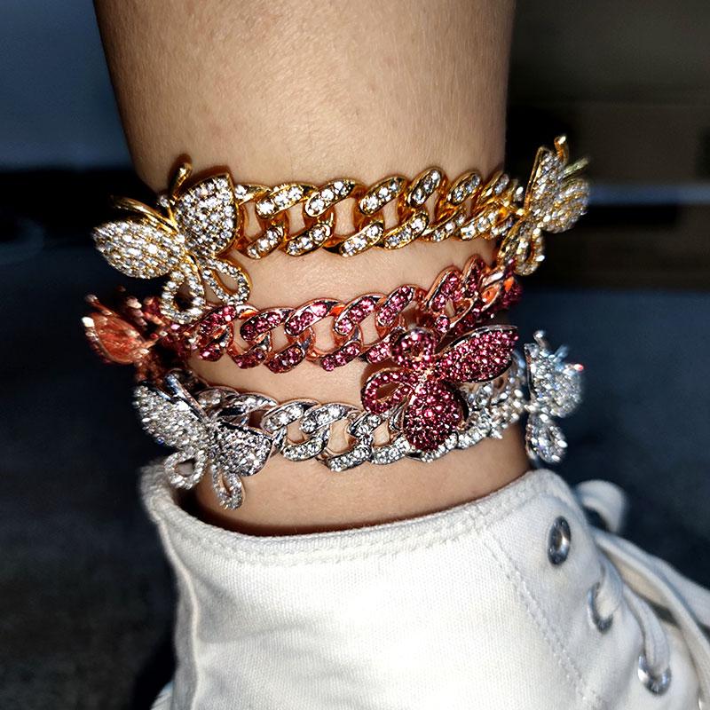 Iced Butterfly Anklet (3 Colors) 2 Sizes Cubic Zirconia