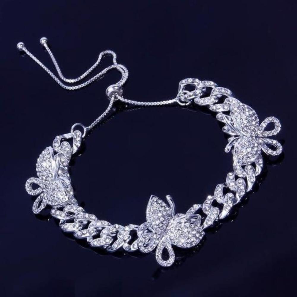 Iced Butterfly Anklet (3 Colors) 2 Sizes Cubic Zirconia