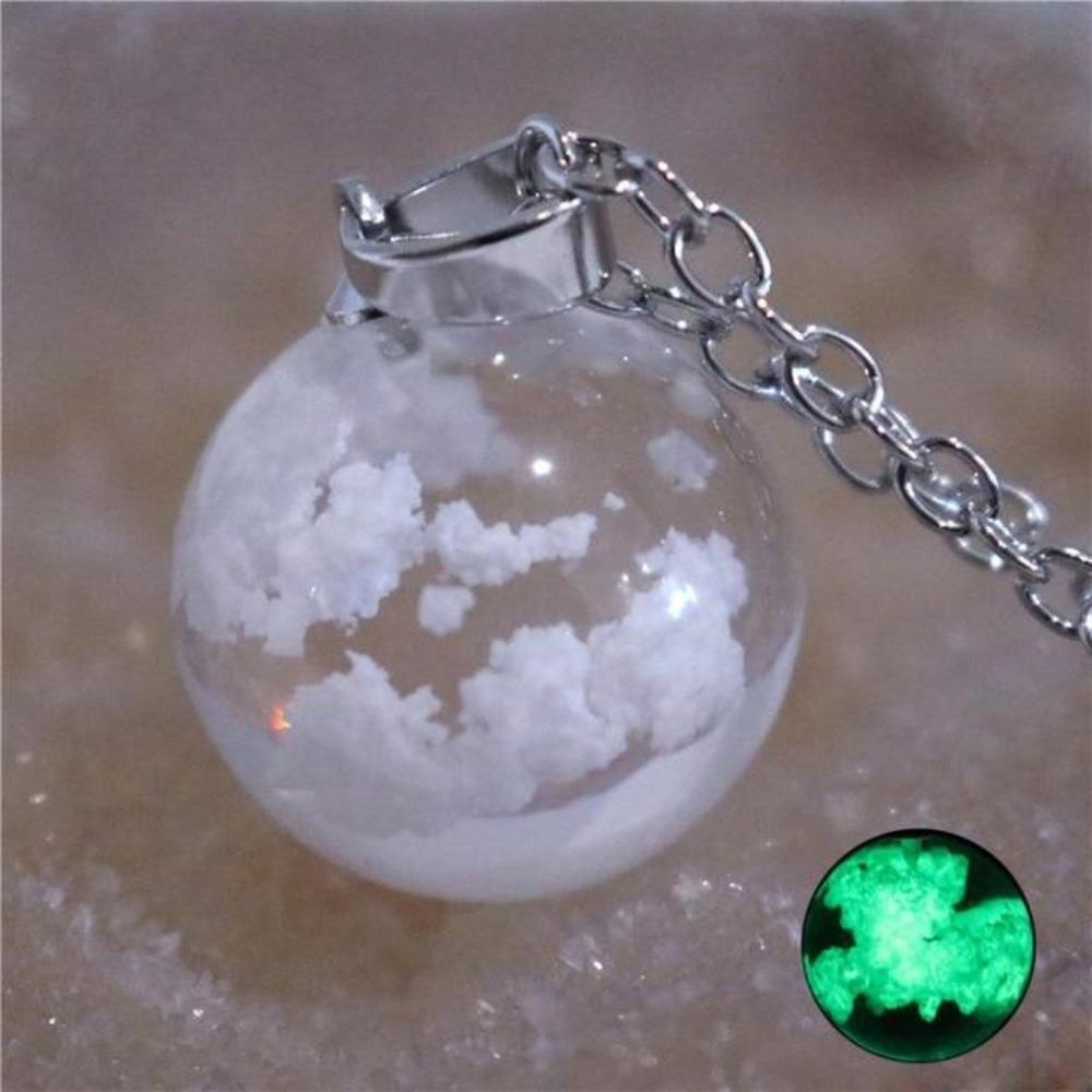 Cloudy Sky Sphere or Crescent Moon Luminescent Necklace Pendant (10 Designs) Glow in the Dark