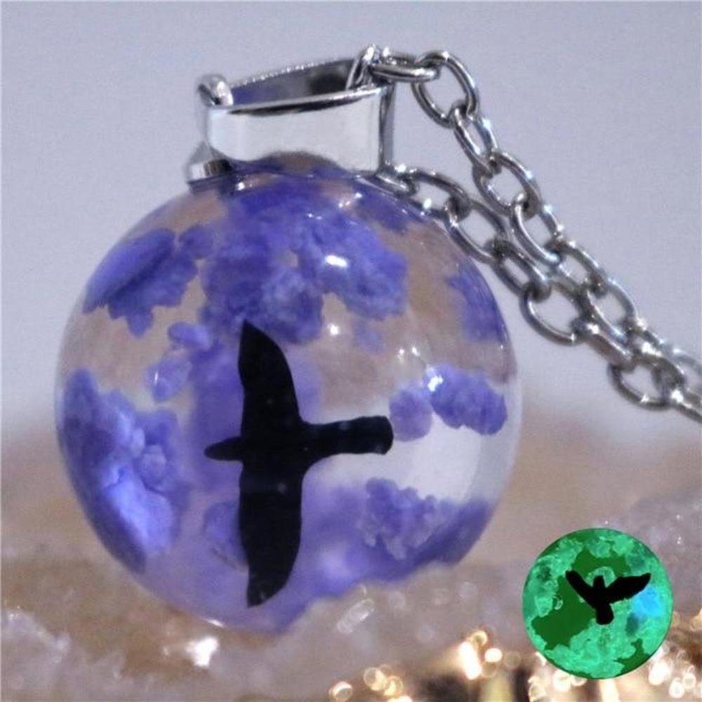 Cloudy Sky Sphere or Crescent Moon Luminescent Necklace Pendant (10 Designs) Glow in the Dark