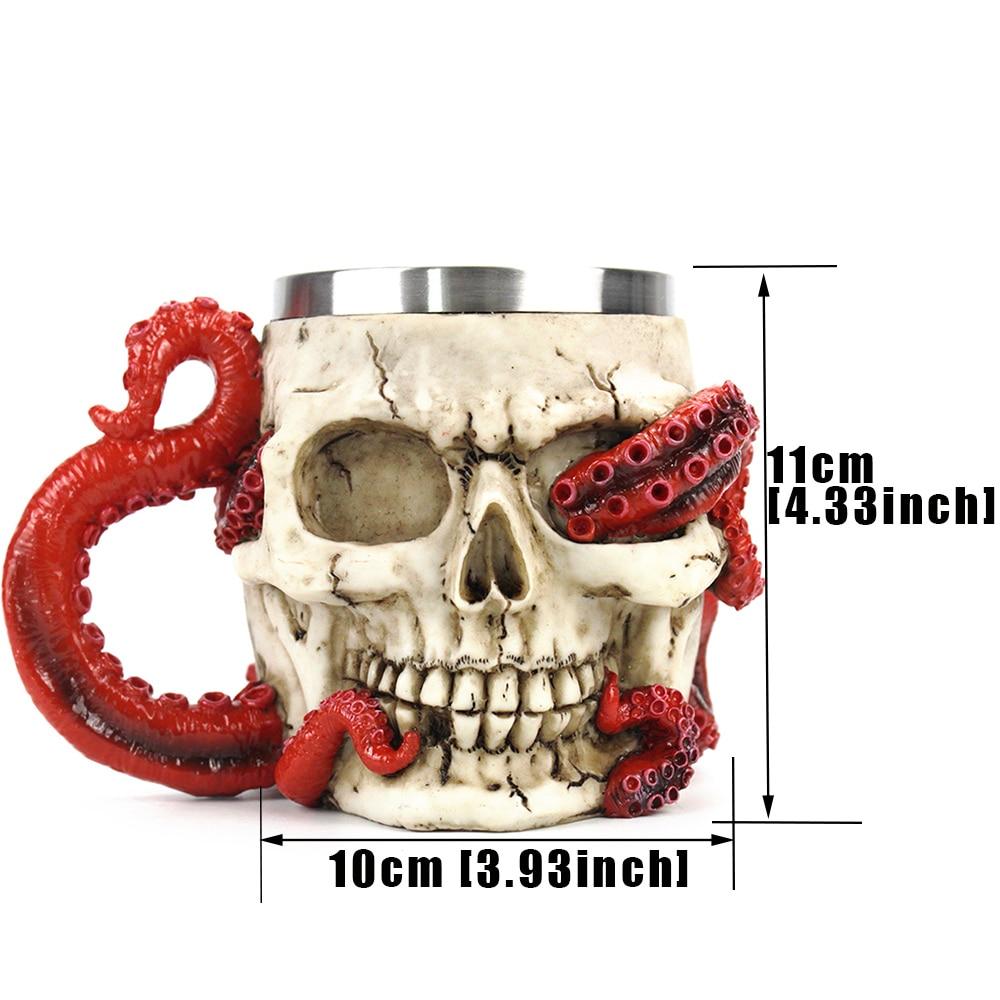 Pirate Viking Skull Devoured Octopus Skull Mug Tankard