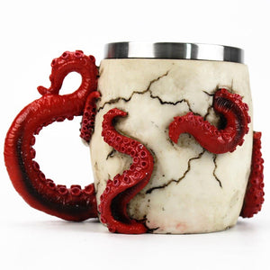 Pirate Viking Skull Devoured Octopus Skull Mug Tankard