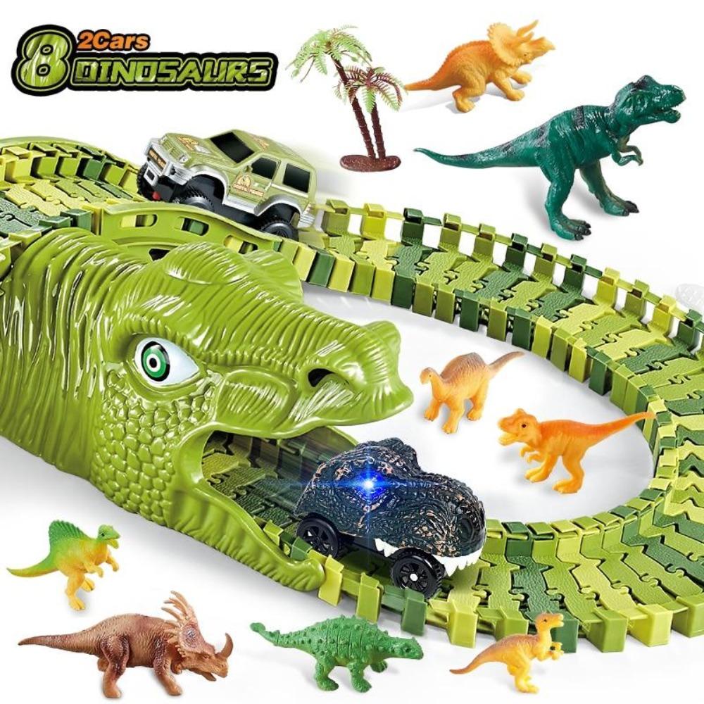 Dinosaur Race Car Flexible Track Set (6 Sizes) DIY Magic