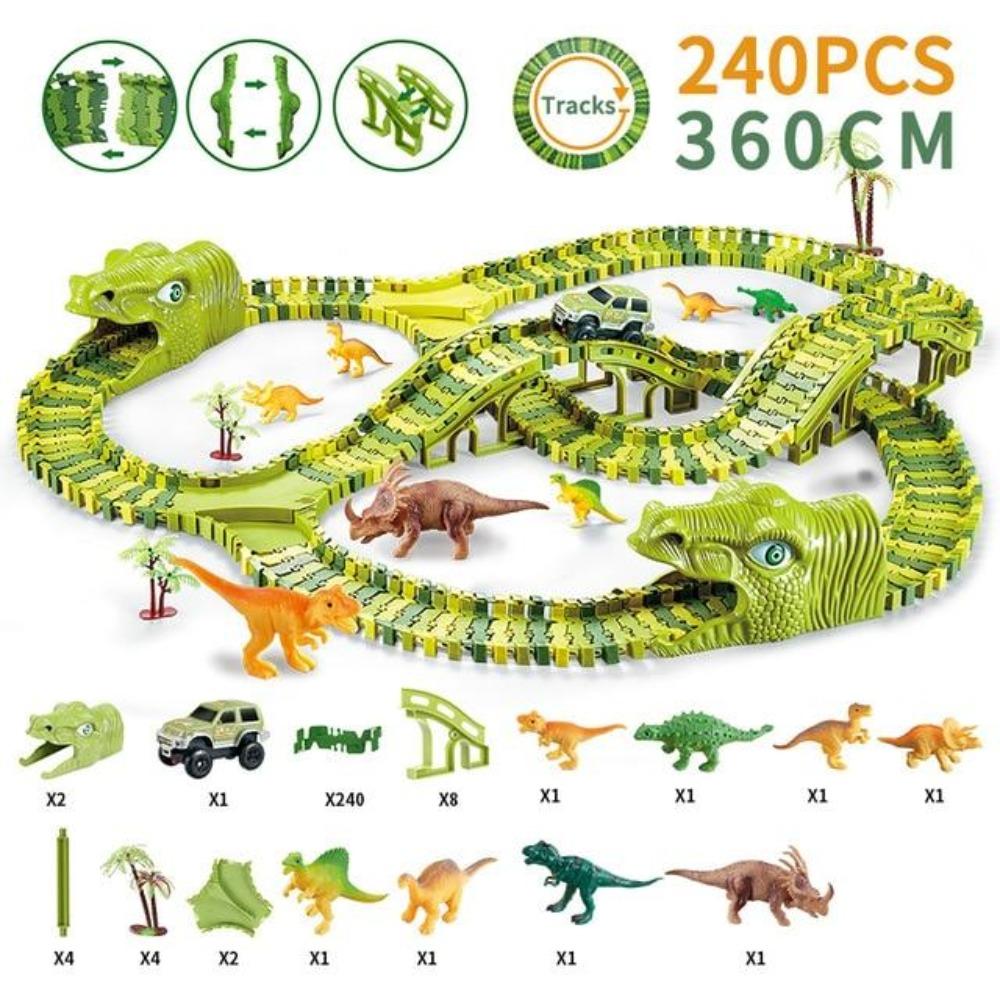 Dinosaur Race Car Flexible Track Set (6 Sizes) DIY Magic