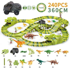 Dinosaur Race Car Flexible Track Set (6 Sizes) DIY Magic