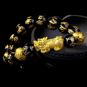 2 Pcs Pixiu Feng Shui Black Obsidian Wealth Bracelet (7 Styles & 3 Sizes)