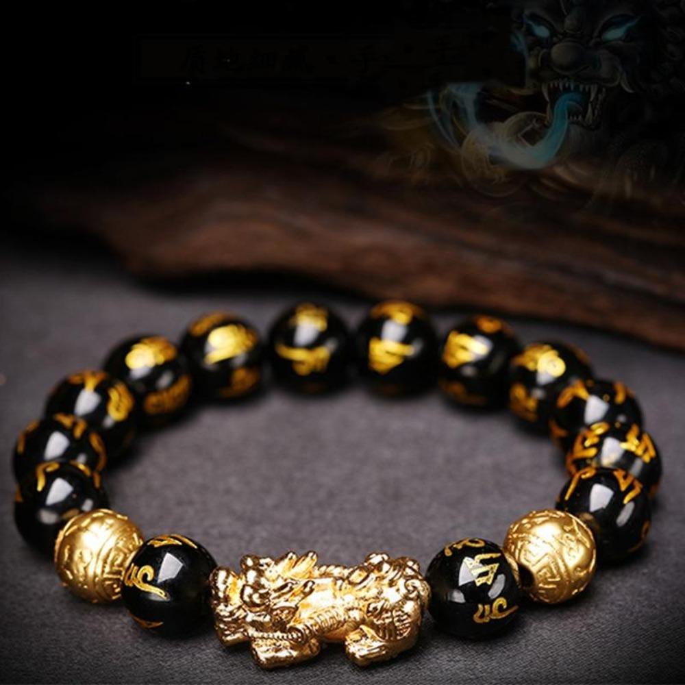 2 Pcs Pixiu Feng Shui Black Obsidian Wealth Bracelet (7 Styles & 3 Sizes)