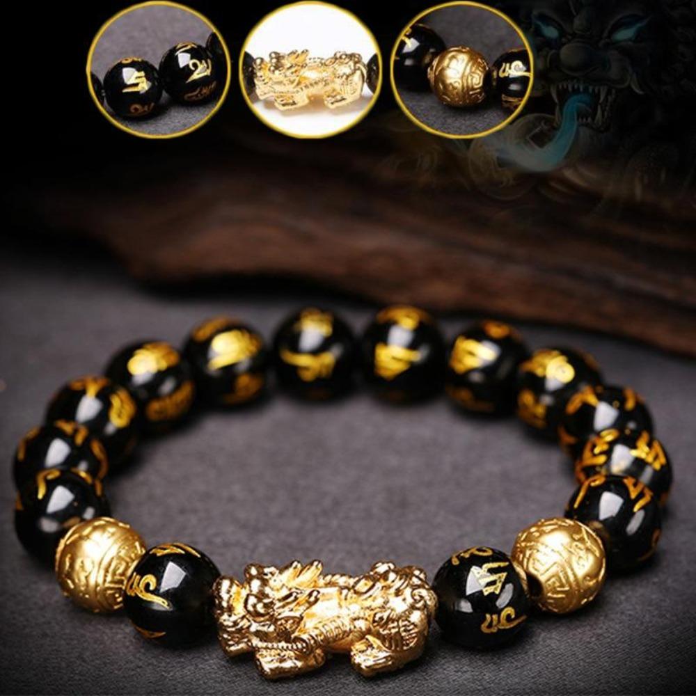 2 Pcs Pixiu Feng Shui Black Obsidian Wealth Bracelet (7 Styles & 3 Sizes)
