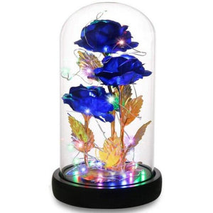 Triple Head Galaxy Enchanted Rose LED Glass Display (4 Colors)