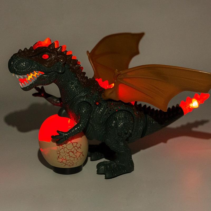 Electronic LED Walking T Rex Mama Tyrannosaurus With Egg & Wings (Tan or Green)