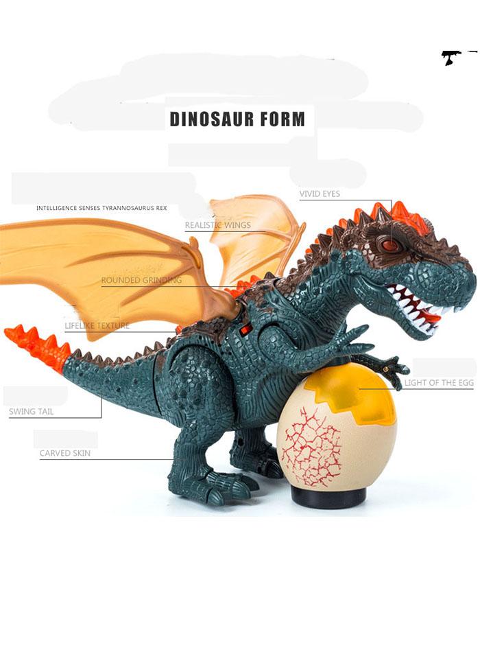 Electronic LED Walking T Rex Mama Tyrannosaurus With Egg & Wings (Tan or Green) Dinosaur