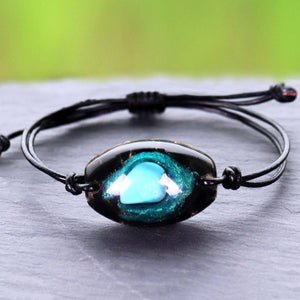 Natural Turquoise Stone Reiki Obsidian Bracelet Charm