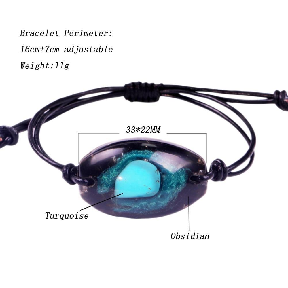 Natural Turquoise Stone Reiki Obsidian Bracelet Charm
