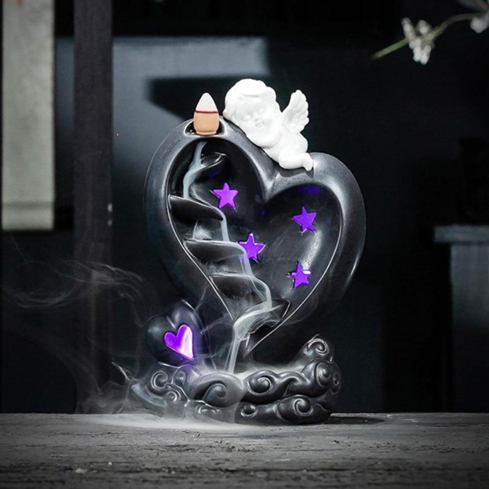 Cherub Angel Heart Down Flow Draft Incense Burner (2 Designs)
