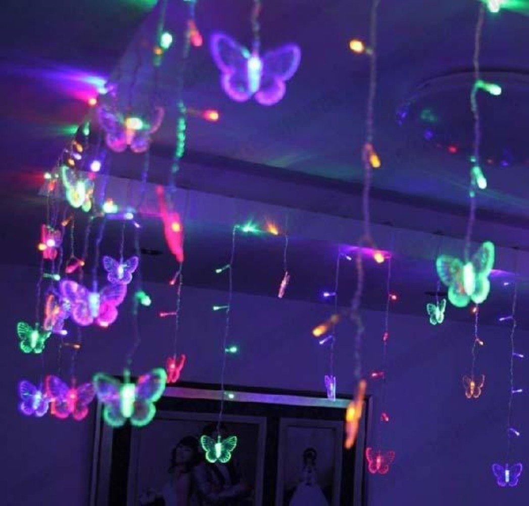 Butterfly Icicle Garland String Lights (6 Colors) 150 or 300cm US Plug