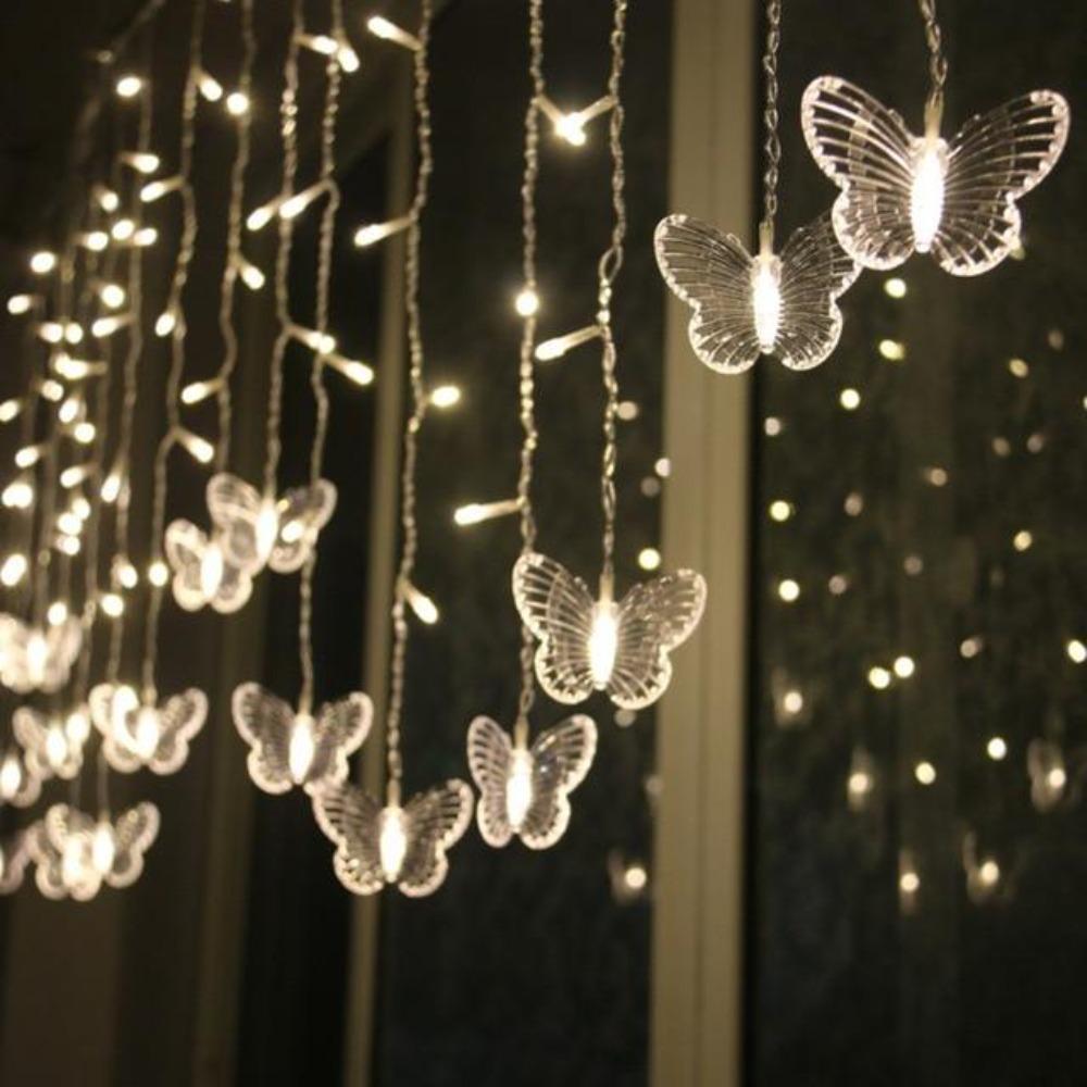 Butterfly Icicle Garland String Lights (6 Colors) 150 or 300cm US Plug