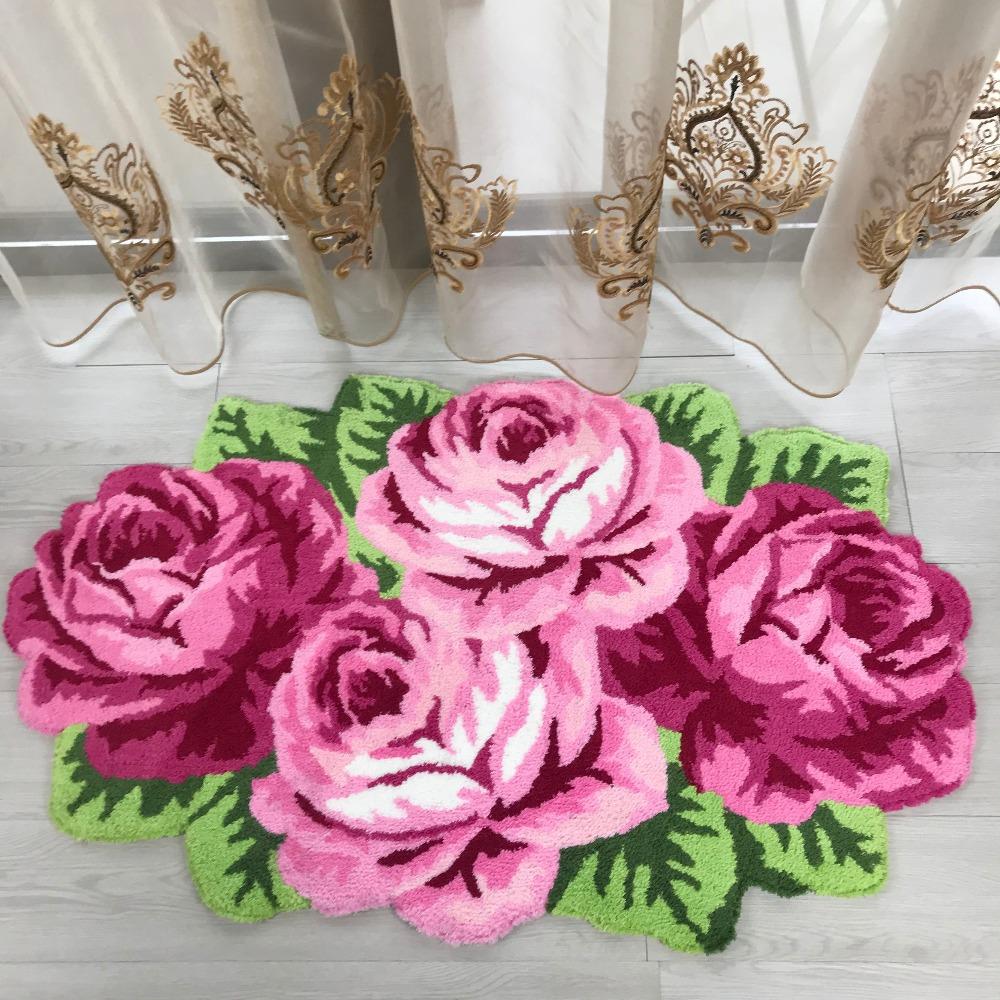 Quadruple Rose Flower Carpet Rug Mat (3 Colors) Home Decor