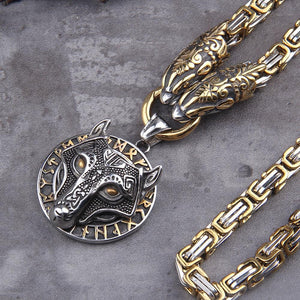 Viking Thor Hammer Pendant Norse Wolf Head Chain Necklace (6 Designs & 3 Sizes)