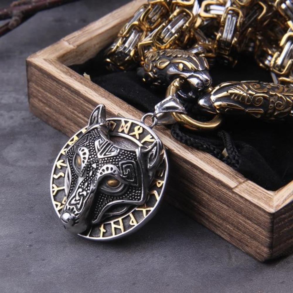 Viking Thor Hammer Pendant Norse Wolf Head Chain Necklace (6 Designs & 3 Sizes)