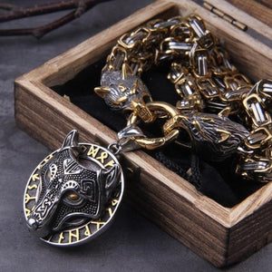 Viking Thor Hammer Pendant Norse Wolf Head Chain Necklace (6 Designs & 3 Sizes)